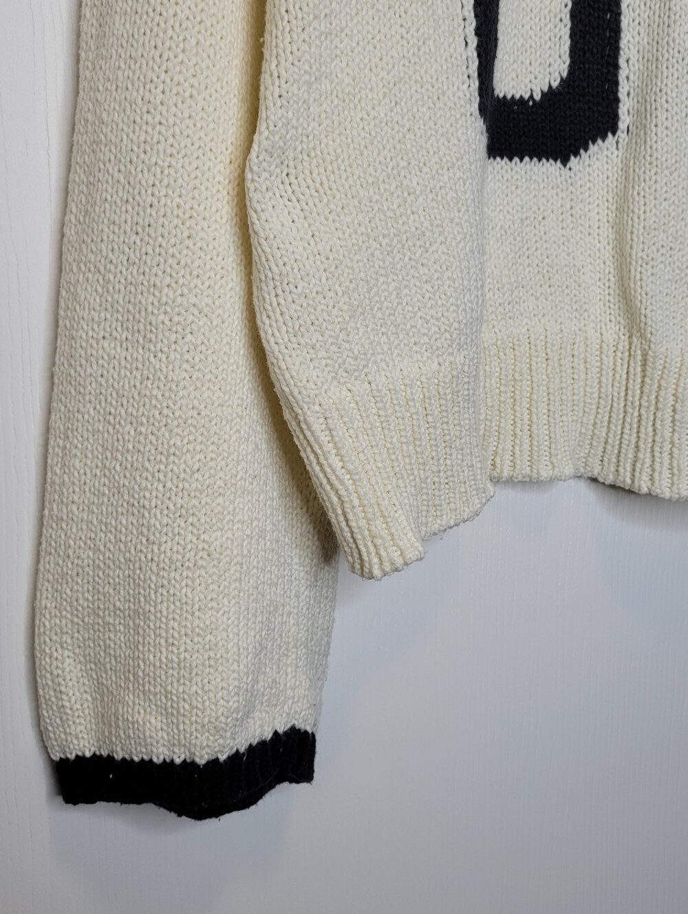 Anthropologie Porridge 95 Varsity Sweater L Cream Preppy - Picture 4 of 7
